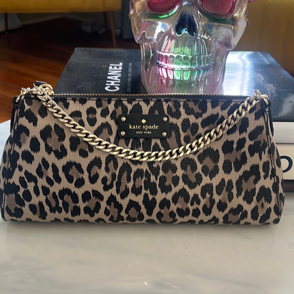 NWOT Kate Spade Leopard Clutch with detachable strap